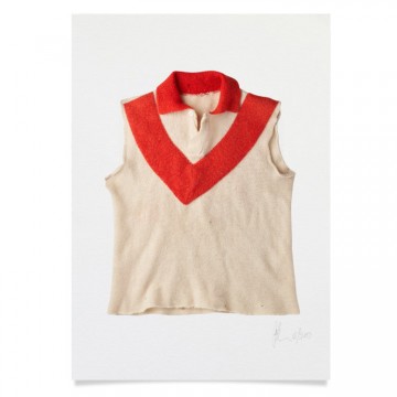 Print | White with Red 'V' Vintage Football Jumper | A3